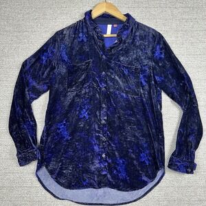 Anthropologie Pilcro Sz 2 Mara Relaxed Velvet Purple Blue Motif Witchy Whimsy